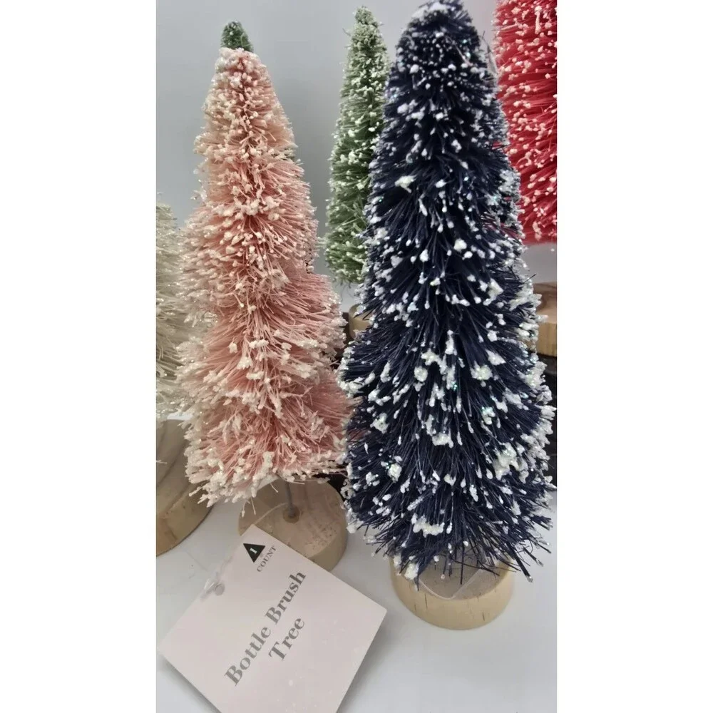 6 ~Bottle Brush Christmas Trees Green White Pinks Navy- Target